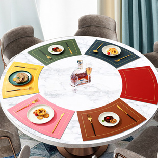 Factory fan-shaped round table mat Nordic ins leather pvc table mat waterproof heat insulation mat wholesale hotel western food mat