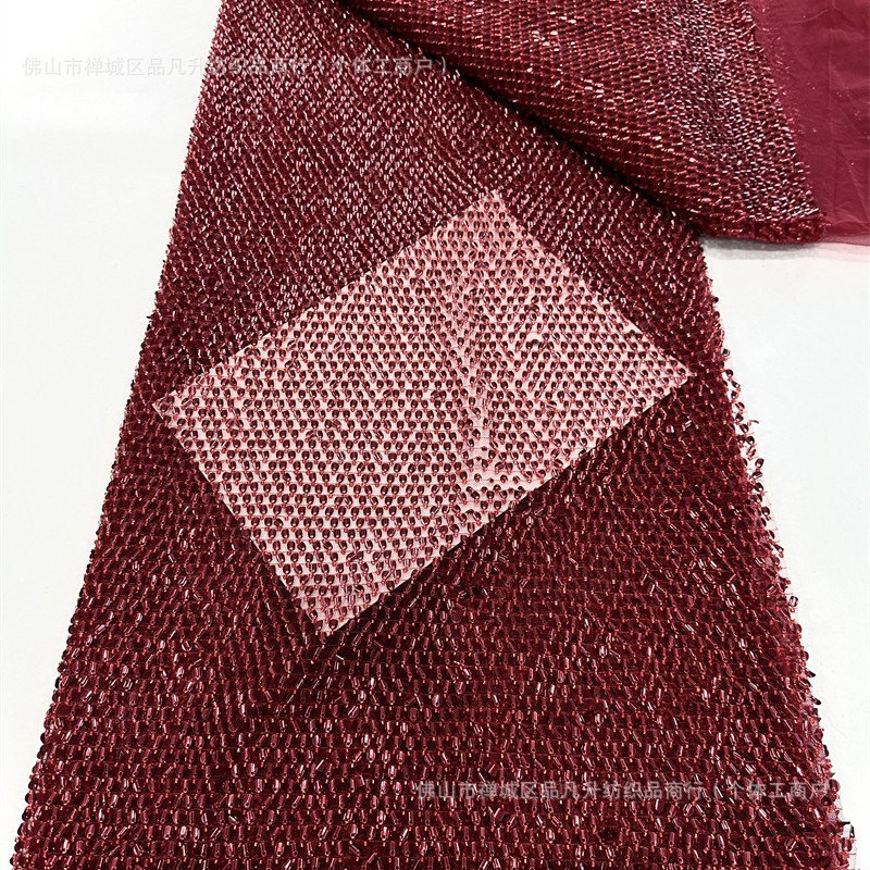 Fábrica de stock de bordado de sequinilla medio rollo de cebolla dorada multicolor ropa de brindis de alta fijación tela de vestido de cena