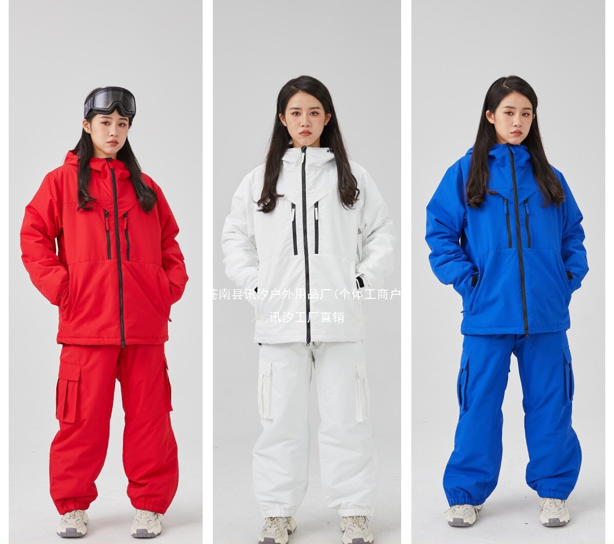 Adult ski suit set, including a top and pants, for women and men; children's ski clothing, thickened, waterproof, loose-fitting, and available in plus sizes