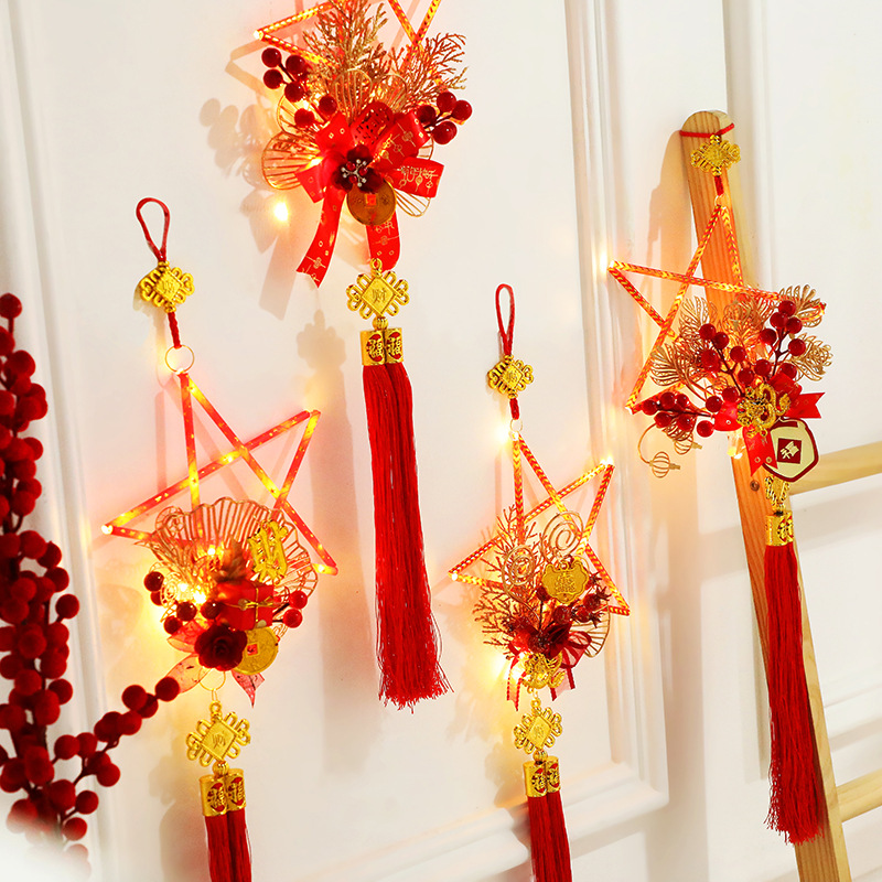 New Year's luminous five-pointed star tassel pendant creative Spring…