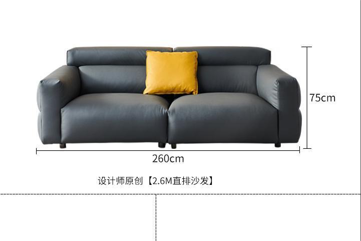 Italiano pequeño sofá de cuero de vaca negro primera capa de piel de vaca sala de estar minimalista pequeño apartamento abajo sofá de cuero negro combinación image 10