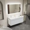 modern intelligence Light extravagance Bathroom cabinet 60-120 Size Apartment Wash basin ceramics One basin solid wood Bathroom mirror cabinet