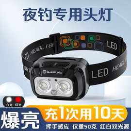 猫司令夜钓头灯超长续航钓鱼用感应红光驱蚊防蚊5新强光电池其他