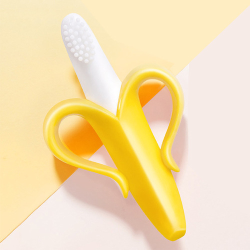 宝宝香蕉水果牙胶婴儿食品级硅胶磨牙棒牙刷乳牙磨牙牙胶厂家批发