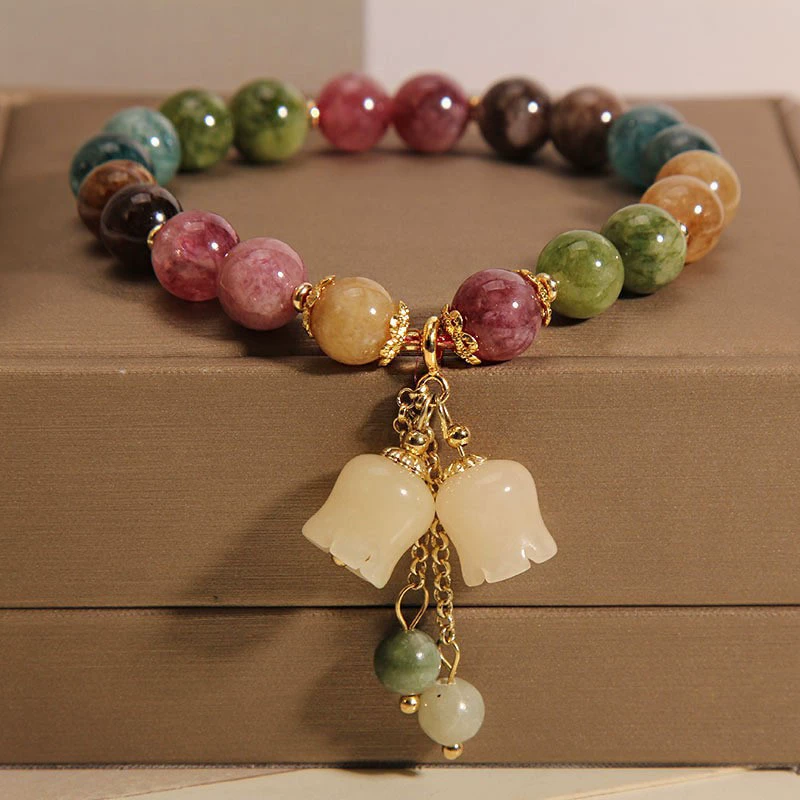 Beaded children's bracelet, adjustable cord, assorted charm styles, 10 cm