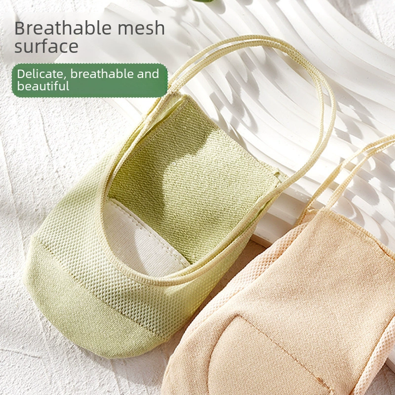 Shoes with mesh high heels, spring summer thin sponge invisible non-slip socks, lifting effect
