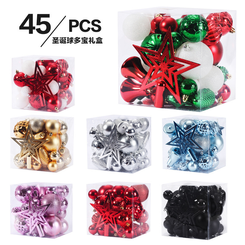 Juego de Esferas Navideñas para Árbol Set de 45 Piezas de Plástico para Navidad image 1