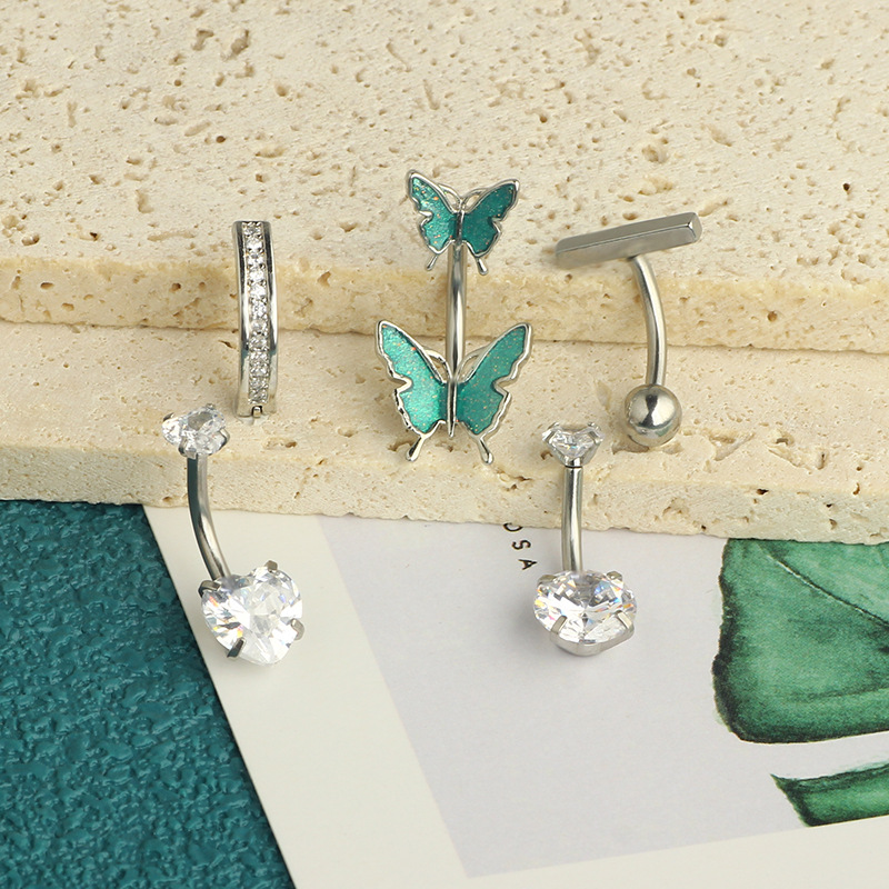Sexy Simple Copper Zircon Butterfly Navel Ring Body Piercing Belly Button Ring 3 Colors Optional detail image 15