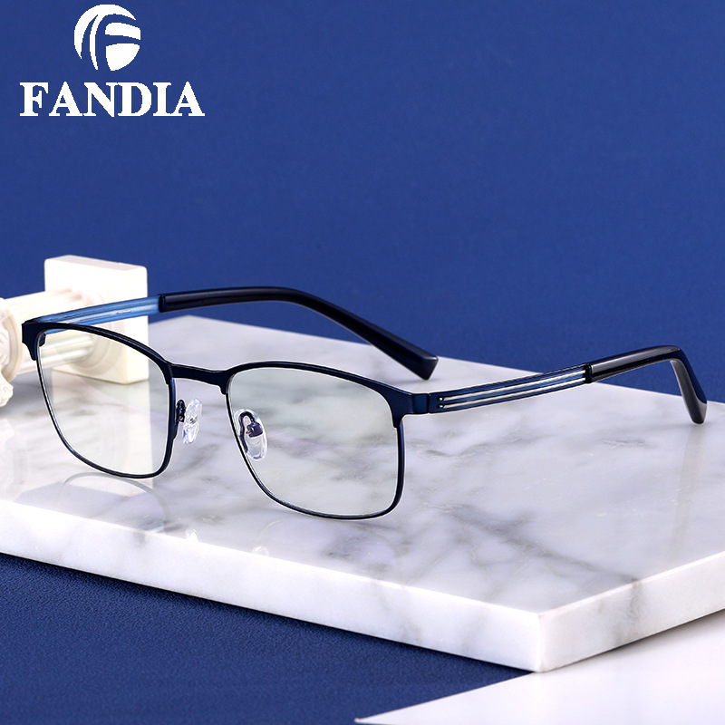 91368 personalidad de gafas delgadas y ligeras gafas de metal gafas anti-luz azul gafas para hombres con gafas de miopía