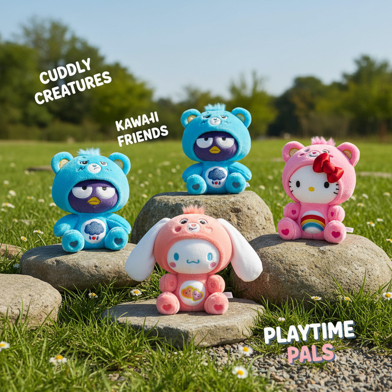 Cross-border new costume cool penguin rainbow bear plush toy Japanese Sanrio cute doll bear doll