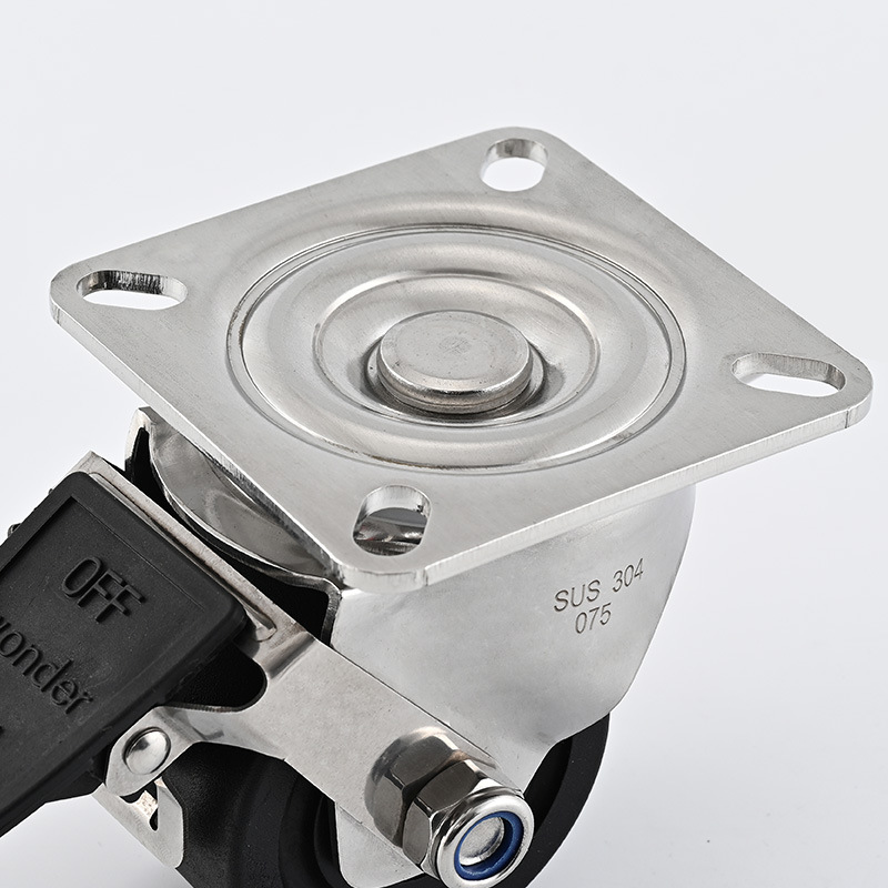 Rueda Giratoria Industrial para Carro Plano de Acero Inoxidable, Pesado, Con Freno, para Carros Industriales