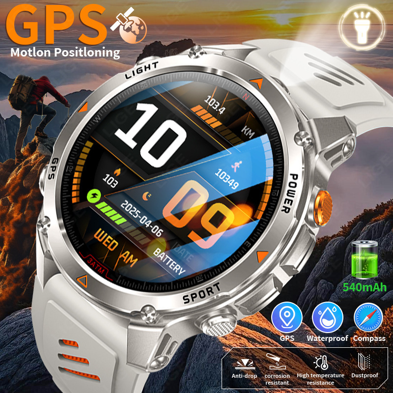 Ht37 Smart Watch Bluetooth Call Gps Sports Health Flashlight Heart Rate Blood Pressure Outdoor Waterproof Smart Watch