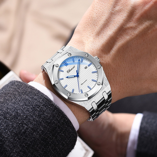 Dawn see-through bottom men's fashion watch octagonal live cross-border luminous waterproof stainless steel trendy watch for men