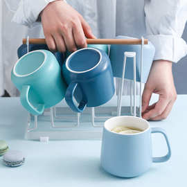 PK7J彩色水杯套装轻奢办公室简约客厅茶杯陶瓷马克杯家用6个喝水