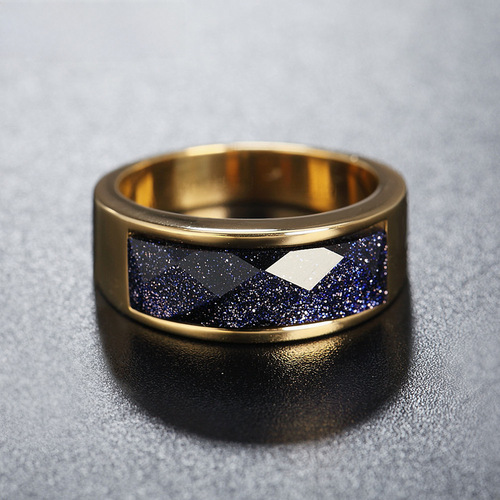 R0023-HK03 Fashionable & Minimalist European/American Gemstone Titanium Steel Ring for Men and Women