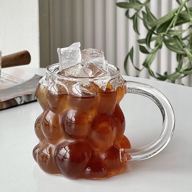 Taza de vidrio de alto borosilicato simple estilo de uva casera taza de bebida de jugo de fruta taza de una sola capa transparente taza de vidrio grueso
