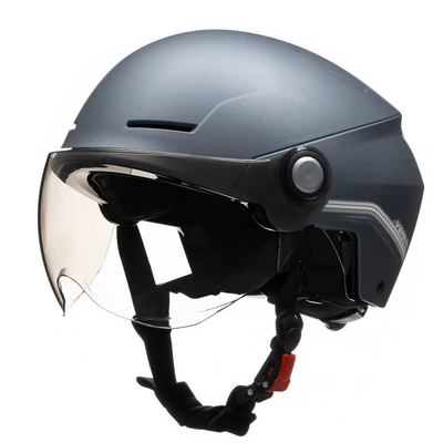 half helmet 3C certified battery – Motosiklet kaskı (dəbilqə) - piachin-gray-with-short-coffee