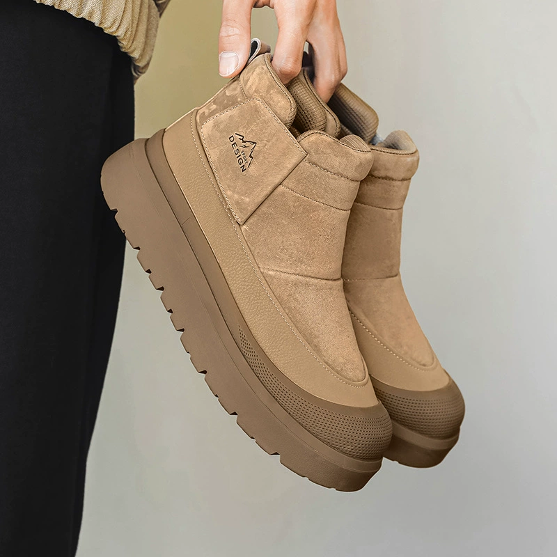 2024 новые осенние и зимние мужские плюшевые наружные теплые и плюшевые повседневные дикие нескользящие ботинки на толстой подошве