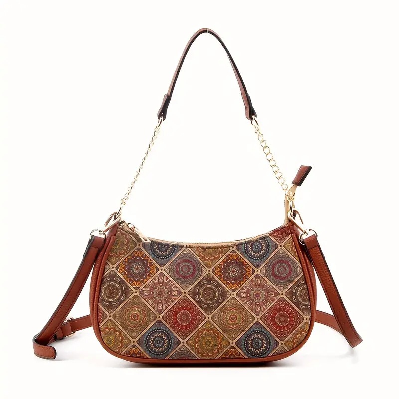 2024 Lingge Printed Art Handbag, Elegant Underarm Bag, Fashionable, Simple, and High Grade Single Shoulder Bag Bottom PU_voghion.com