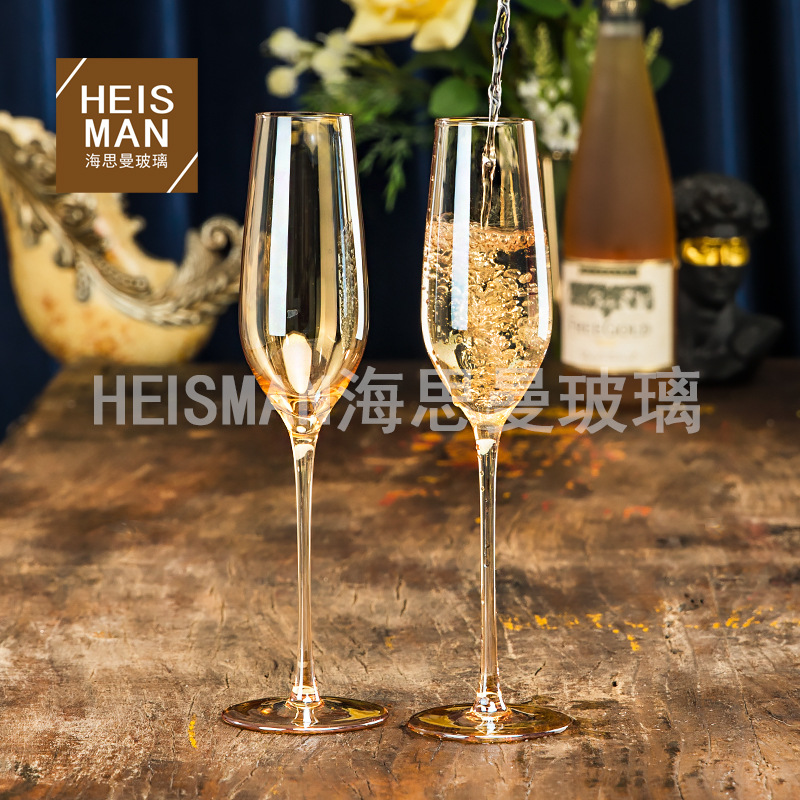 Traje de copa de champán de cristal de gama alta electrochapado copa de arco iris Internet celebridad burbuja copa de vino dulce copa de vino regalo al por mayor