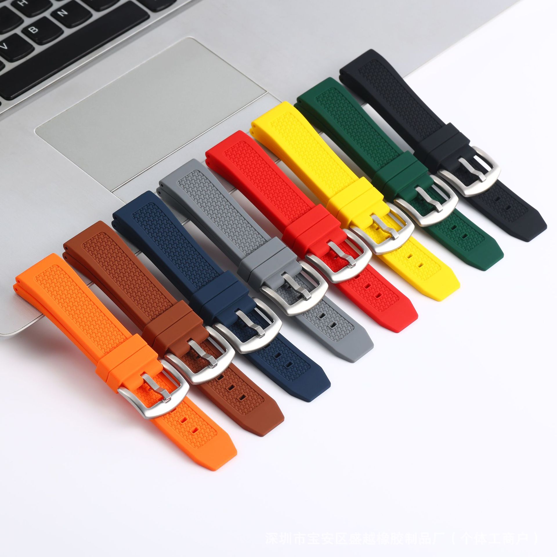 厂家直供多色硅胶表带防水不沾尘智能手表带20  22  24mm通用配件