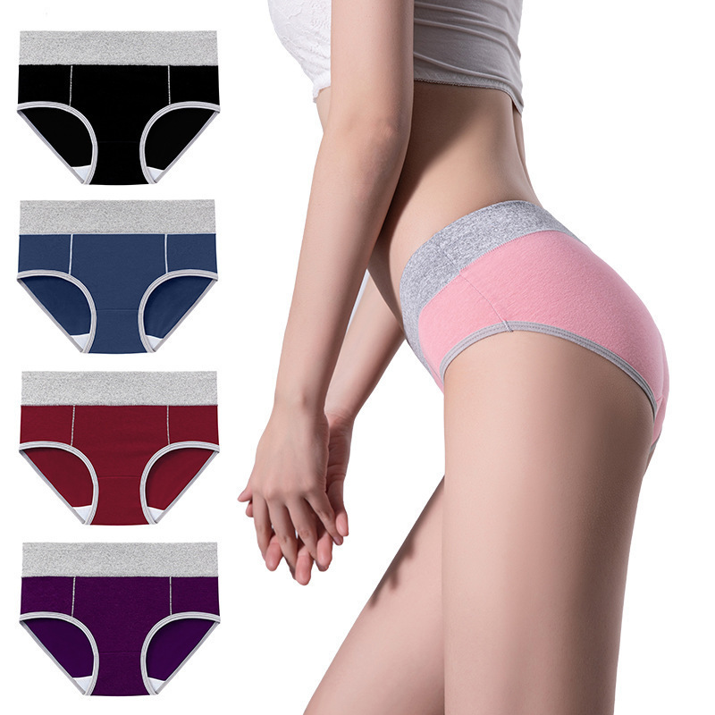 Plus Size Cross-Border 5XL Plus Fat Butt-Lifting Color Simple Ready-Made High-Waist Briefs Cotton Women's Underwear Export Pants