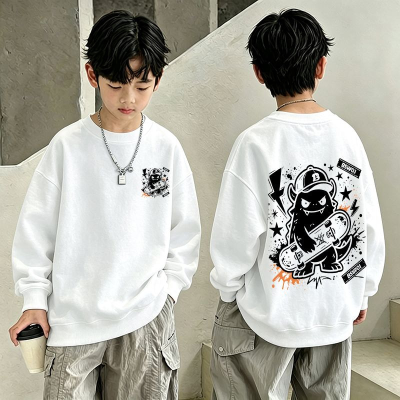 天才鲸新款男童落肩卫衣2026春秋冬款童装儿童宝宝中大童春秋上衣