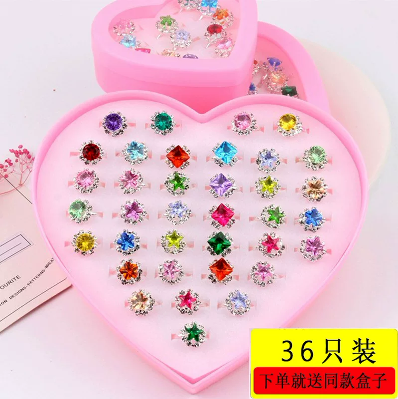 Children's wedding ring, artificial ring with stone, 36, with gem, diamond encrusted