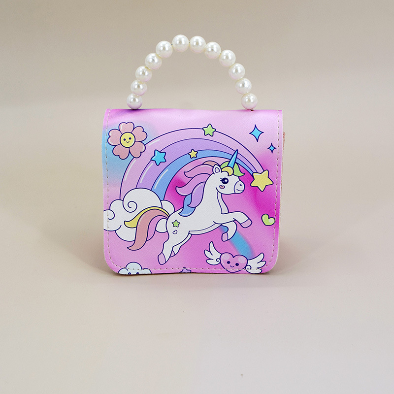 Women's Small Pu Leather Unicorn Cute Beading Square Flip Cover Coin Purse display picture 7