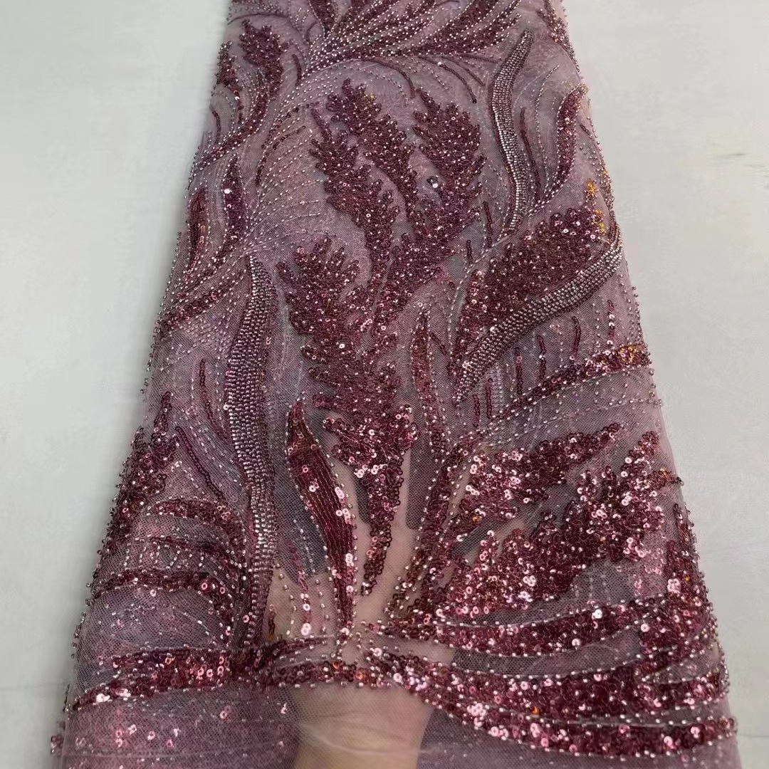 中东法式白色婚纱礼服刺绣服装面料厂亮片童装流行bridal lace