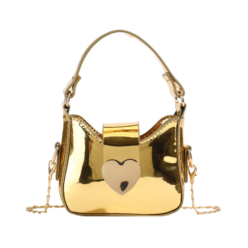 Bolso de hombro de niña brillante láser de moda, dulce y cariñoso mini bolso de bebé, nuevo bolso de cadena para niños, marea