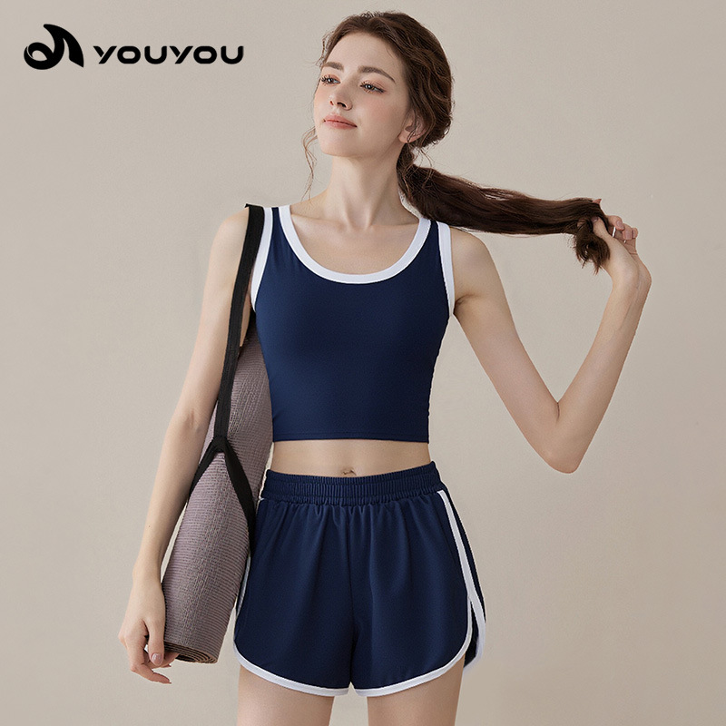 2025 New Summer Fitness Vest Women's Cushioning All-In-One Running Training Yoga Clothing Suit Sports Bra