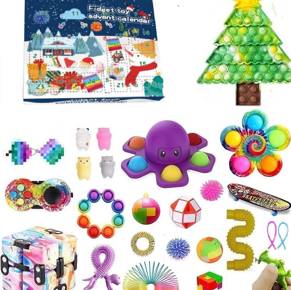 Calendario de Adviento transfronterizo de cajas sorpresa navideñas con cuenta regresiva, caja sorpresa desprendible, unicornio, set de regalo pequeño de Navidad, juguetes