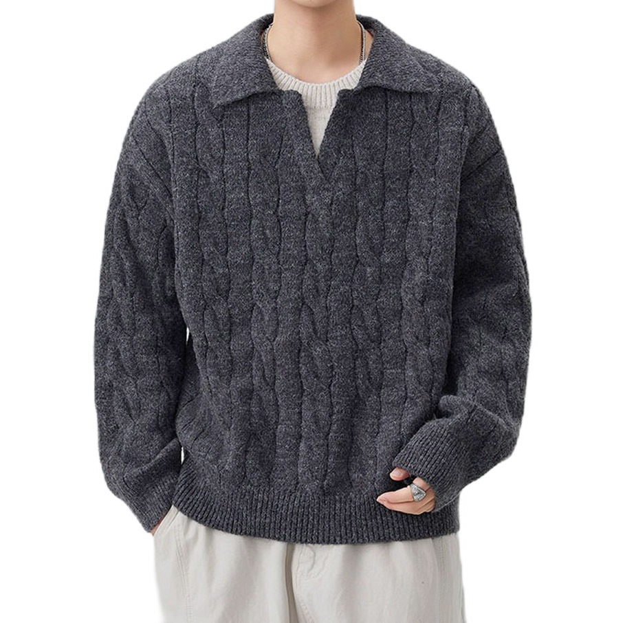 Explosiones transfronterizas de tamaño grande falso de dos piezas de polo camisa de punto de torsión suéter hombre viejo dinero fábrica de moda al por mayor