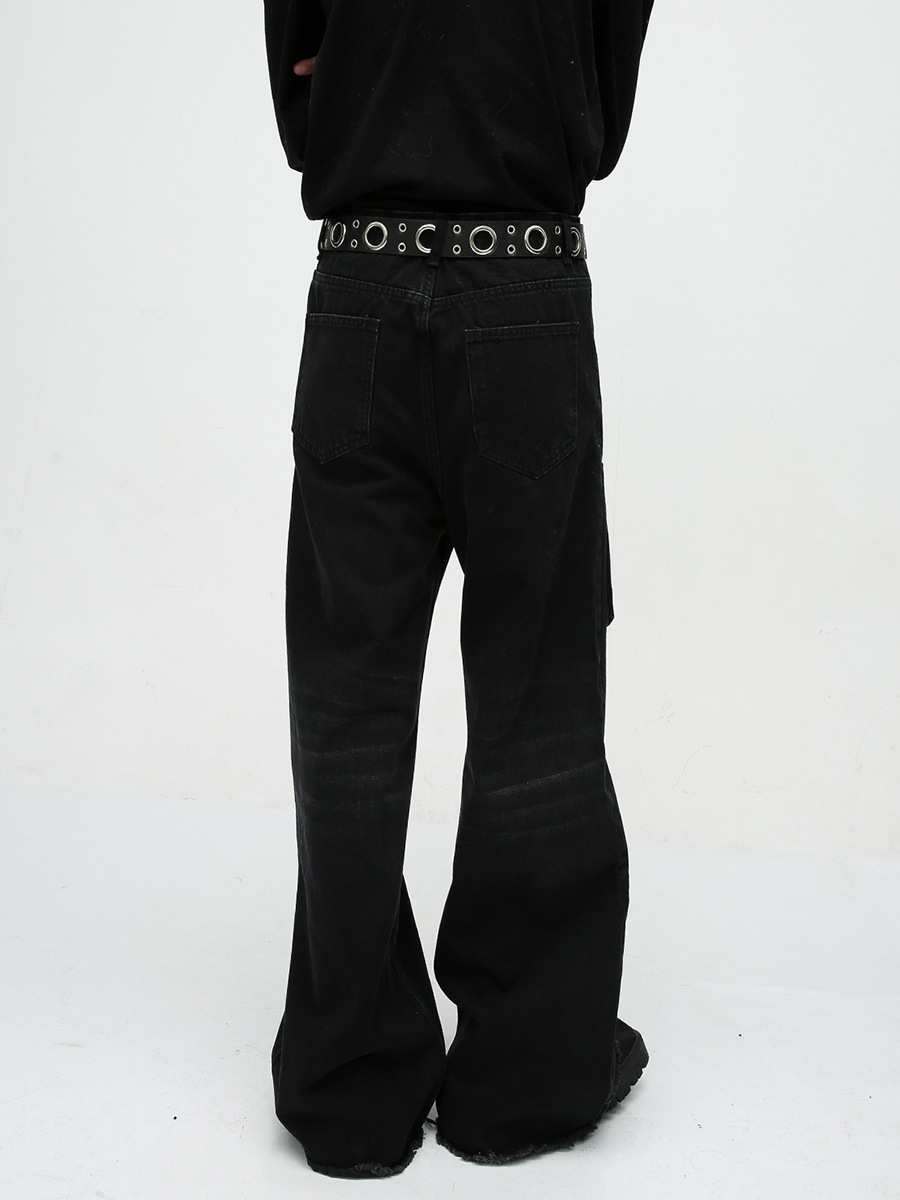 Mtlclothes ropa de Hombre | Four Seasons nueva marca de moda suelta recta pierna ancha diseño deshilachado Jeans para hombres