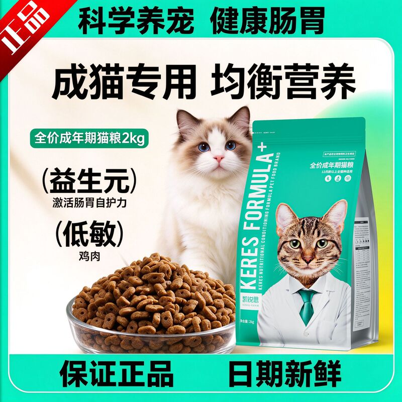 Kairis Cat Food, Main Food for Young Cats and Adults, Deep-Sea Fish Food, Ocean Fish 2kg Fish-Flavored Beef-Flavored Universal Kairis Cat Food, Main Food for Young Cats and Adults, Deep-Sea Fish Food, Ocean Fish 2kg Fish-Flavored Beef-Flavored Universal