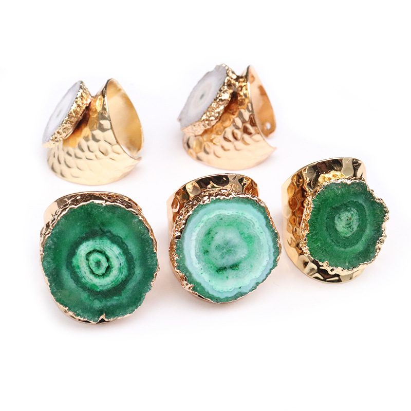 Casual Irregular Agate Brass Natural Stone Wholesale Open Ring display picture 4