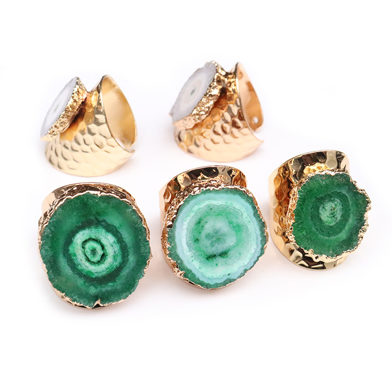 20g Weight Gold Plated Plating Material Exaggerated Irregular Flower Gem Metal Gold Plated Gem Crystal Wholesale Open Ring