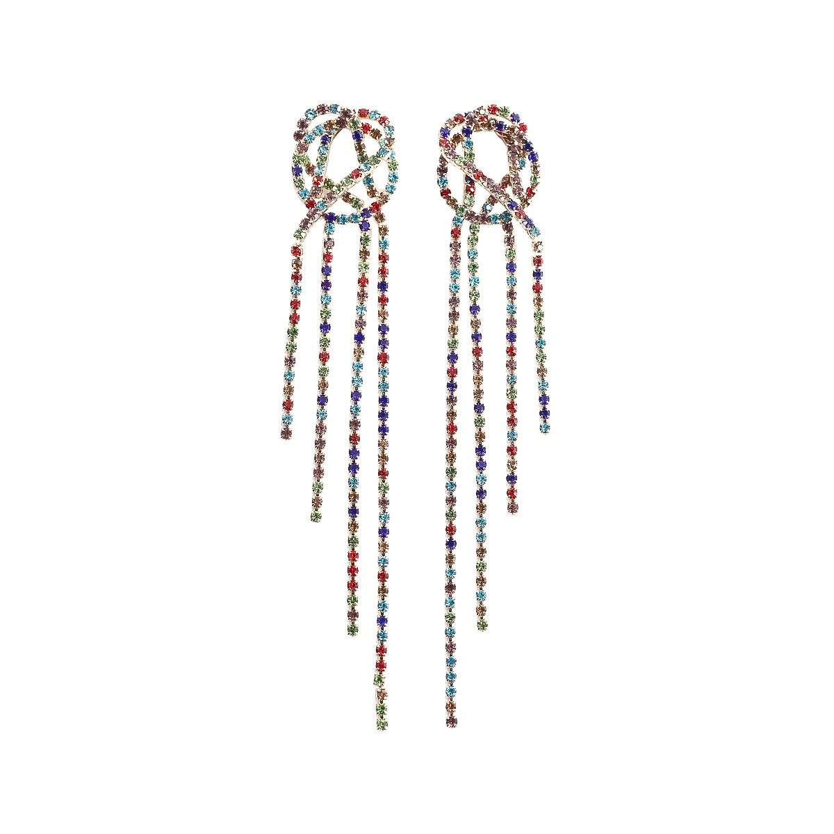 1 Pair Fashion Tassel Alloy Inlay Artificial Gemstones Women's Drop Earrings display picture 5