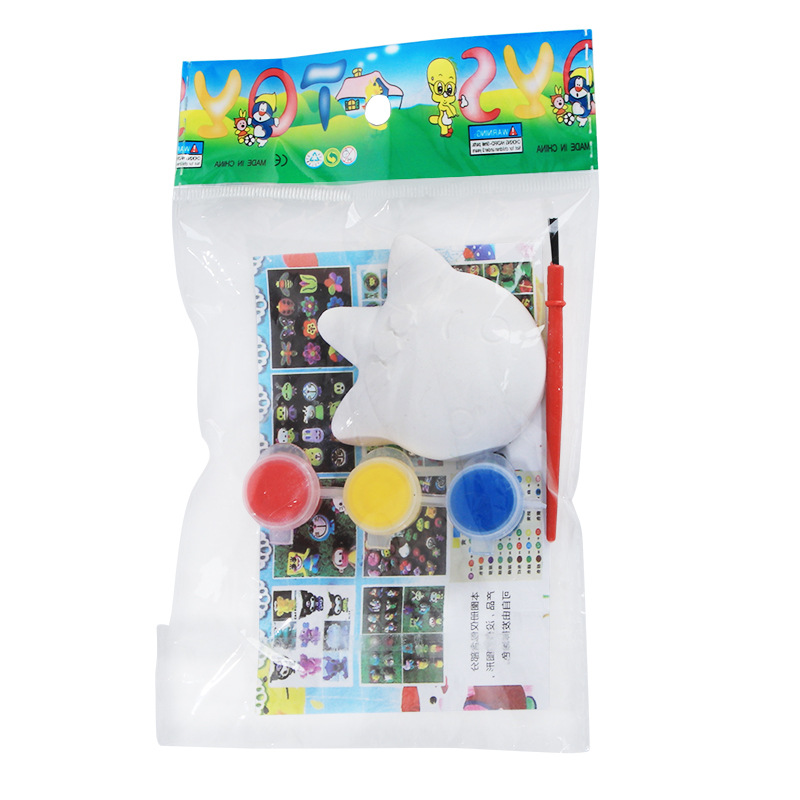 Muñeca de yeso pintada de dibujos animados niños creativos bricolaje molde para colorear hecho a mano graffiti rompecabezas pintura puesto juguetes