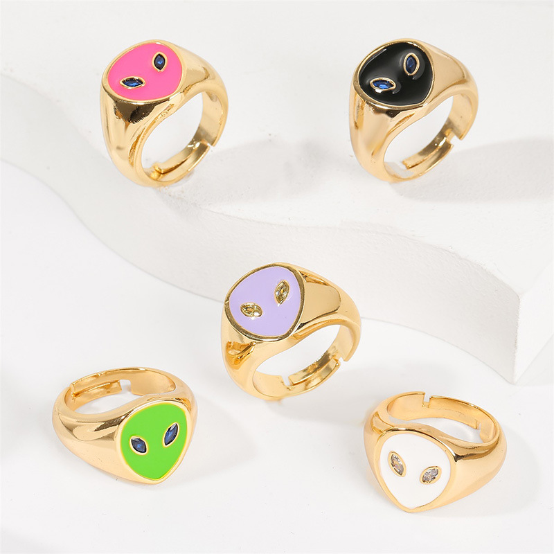 Fashion Alien Copper Enamel Rings 1 Piece