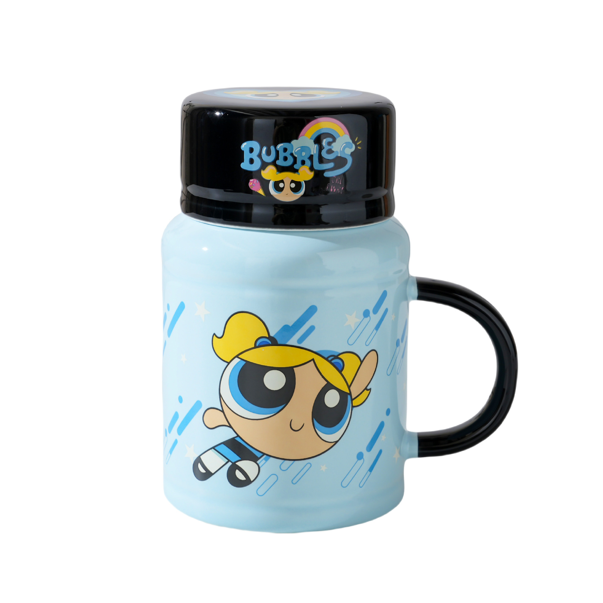 Auténtica licencia Flying Sky policemen taza de cerámica con tapa de taza de agua encantadora taza de café casera regalo de cumpleaños