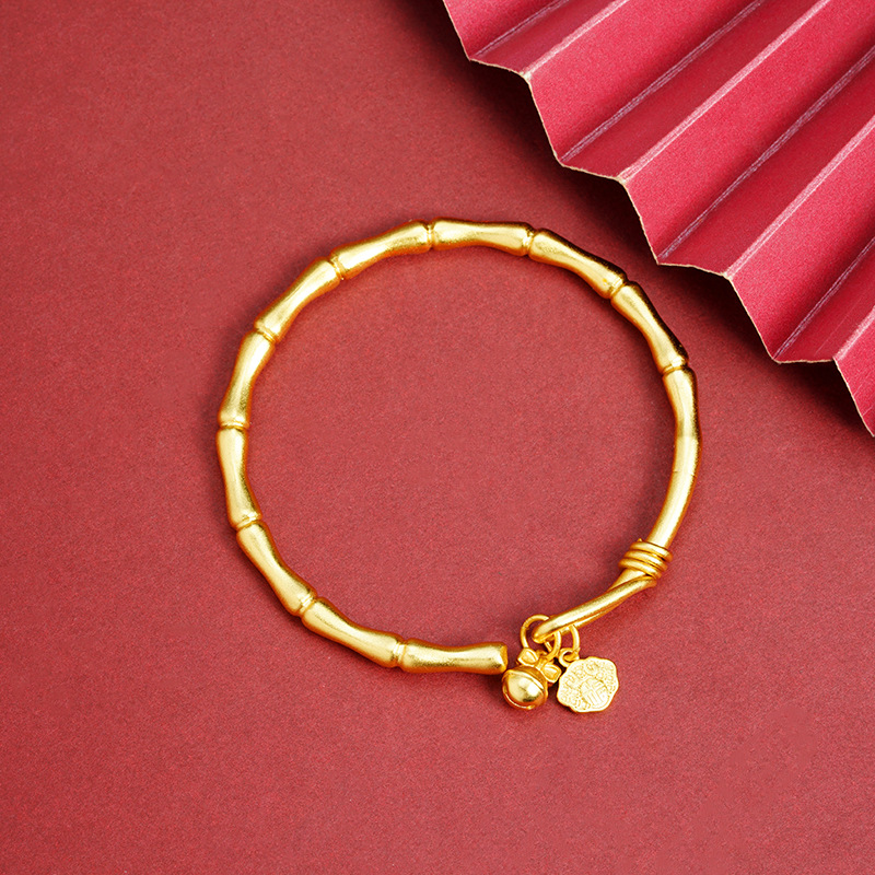 Nueva pulsera de oro de arena vietnamita, antigua campana de bambú, pulsera Ruyi, cobre femenino chapado en oro, joyería de larga duración al por mayor