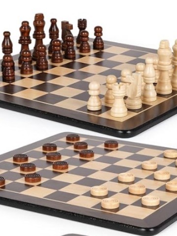 12 pulgadas / 30 cm tablero de ajedrez de madera de doble propósito ajedrez conjunto
