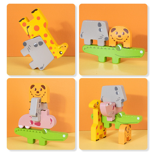 Animal balance stacking high children's educational building blocks Jenga balance building baby early education 0.5 building block toys