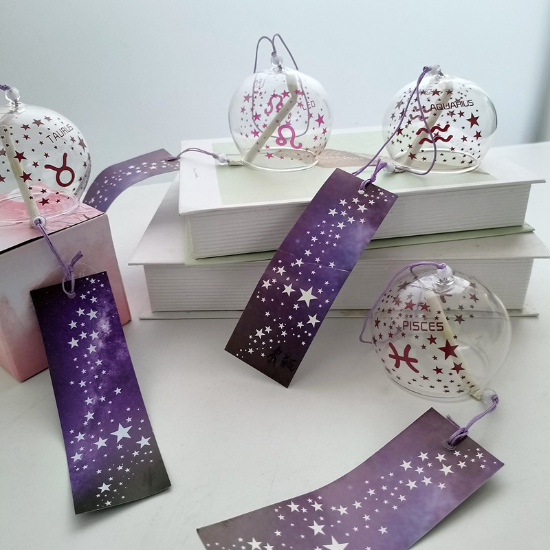 DIY 和風クリエイティブギフト 12 星座ガラス風鈴吊り飾り誕生日ギフト工芸品寝室の装飾風鈴|undefined