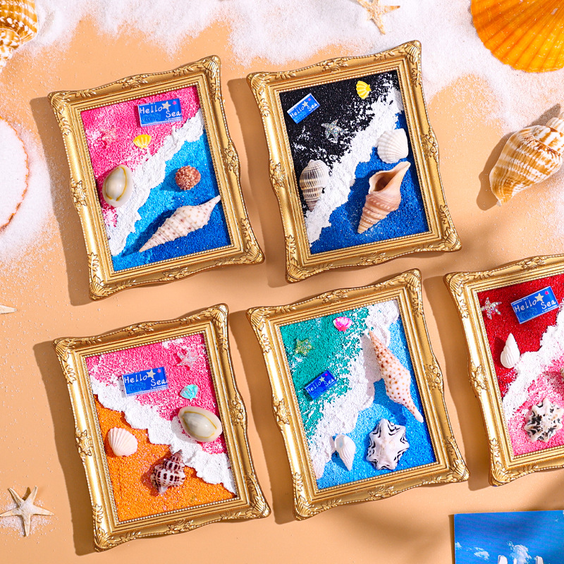 바다 사진 프레임 냉장고 스티커 질감 그림 바다 파도 해변 조개 조개 장식 해안 도시 여행 기념품 선물