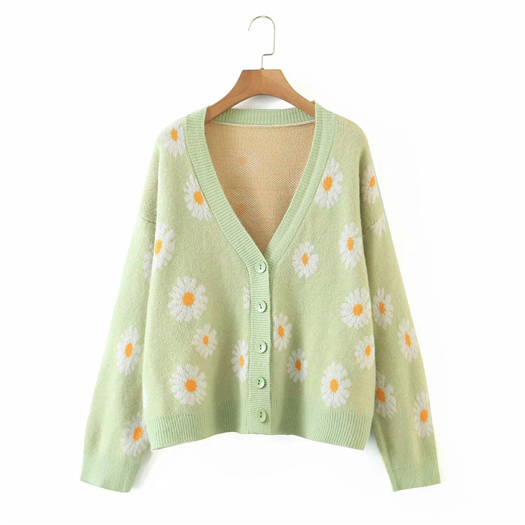 Women's Sweater Long Sleeve Sweaters & Cardigans Printing Casual Daisy display picture 5