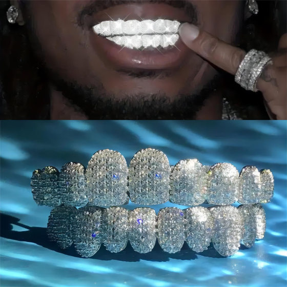 European and American Hip Hop Braces Real Gold Electroplated 10 Teeth Micro-inlaid Cross-border HIPHOP Braces Halloween Hip Hop Jewelry