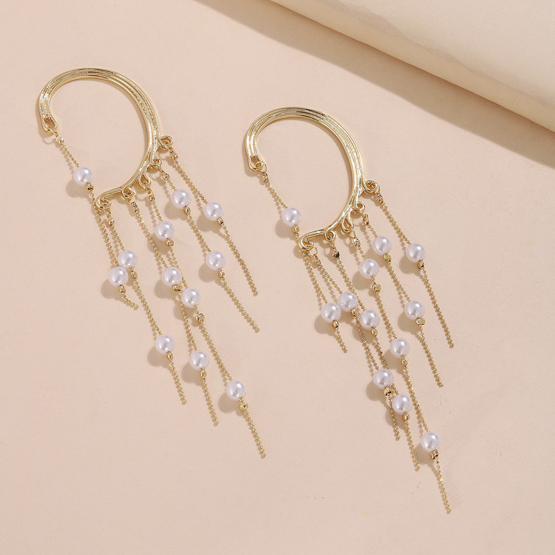 新商品の真珠の耳掛けの流蘇森系の超仙の耳飾りの女性のレトロなファッションの骨は耳の穴がない耳掛けの女性を挟みます。|undefined